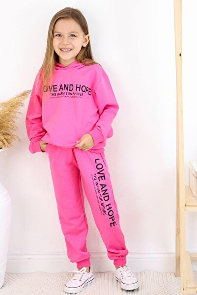 Riccotarz Love And Hope εμπριμέ ροζ χτενισμένο βαμβακερό φούτερ και φούτερ για κορίτσια