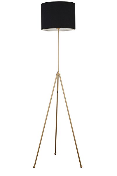 Apliqa Sansa Siyah Şapkalı Eskitme Modern Tasarım Metal3 Ayaklı Abajur Lamba Lambader