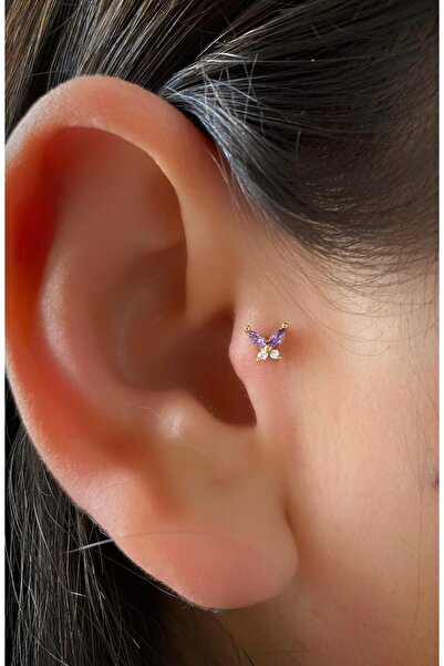Arescollection zirkon taşlı kelebek tragus helix (kıkırdak) conch kulak memesi ( lobe) uyumlu piercing