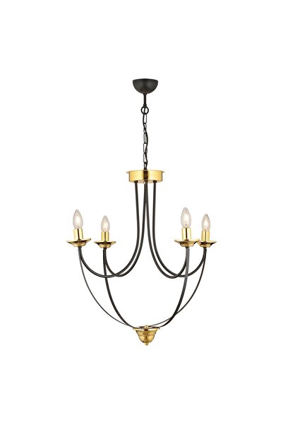 Apliqa Obito 4Lü Siyah Gold Modern Sarkıt Yatak odası Retro Salon Avize