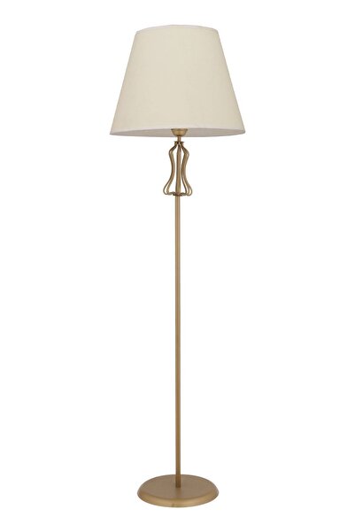 Apliqa Duarte Beyaz Şapkalı Eskitme Modern Tasarım Ayaklı Abajur Lamba Metal Lambader