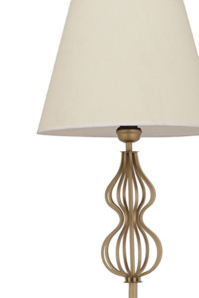 Apliqa Vance Beyaz Şapkalı Eskitme Modern Tasarım Ayaklı Abajur Lamba Metal Lambader