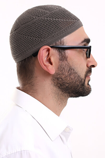 ihvan online Lace Cotton Knitwear Machine Knitted Skullcap Light Brown