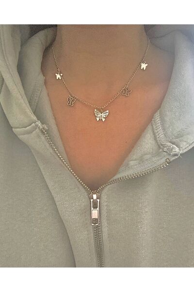 bohemian takı tasarim Kelebek Choker Kolye Gümüş Kaplama