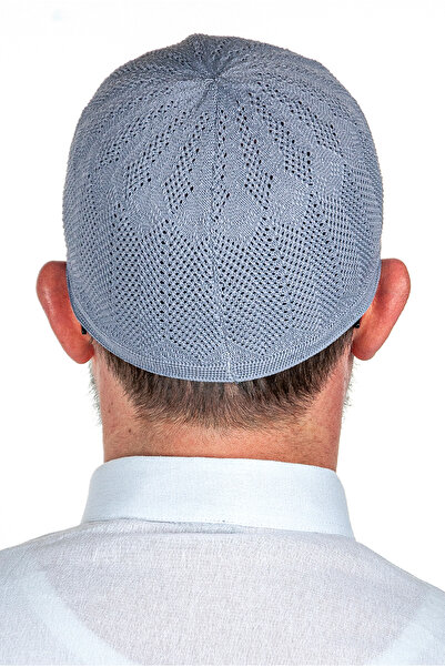 İhvan Ζαφείρι Λεπτό Πλεκτό Δαντέλα Προσευχής Skullcap Γκρι 1 Τεμάχιο