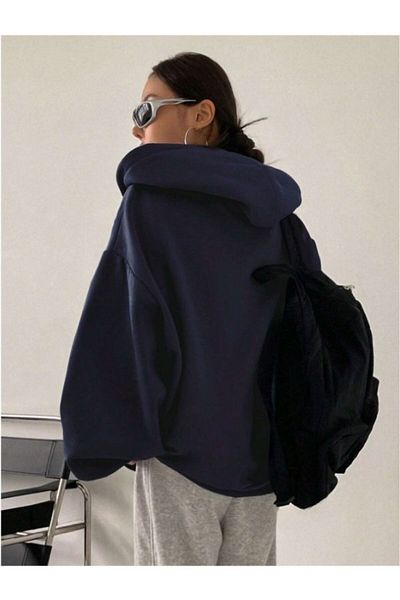 MOONBULL Oversize Zippered Hooded Sweatshirt