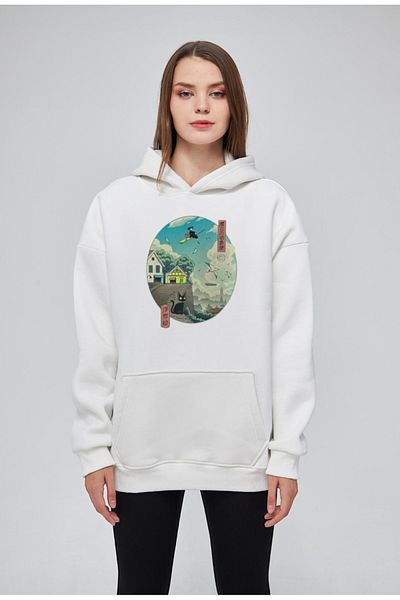 Moda Işık Унисекс суитшърт с качулка в екрю цвят - 100% памук