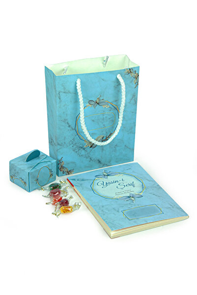 ihvan online 20 Adet İsme Özel Yasin Kitabı Seti Çantalı Şekerli Mevlüt Hediyeliği 64 Sayfa Mavi