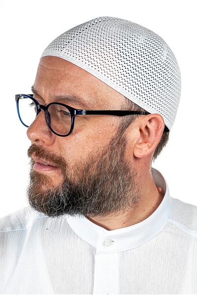 İhvan Πολυτελές Ατσάλινο Πλεκτό Καπάκι Προσευχής Λευκό 1 Τεμάχιο