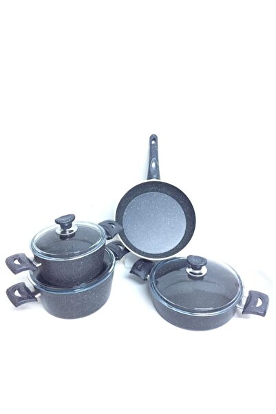 EVİNDA Modern Ve Şık Tasarımlar 7 Parça Ezme Granit Tencere Set (4mm Kalınlığ...