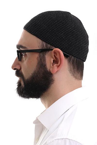 ihvan online Füme Kışlık Nokta Desenli Orlon Namaz Takkesi