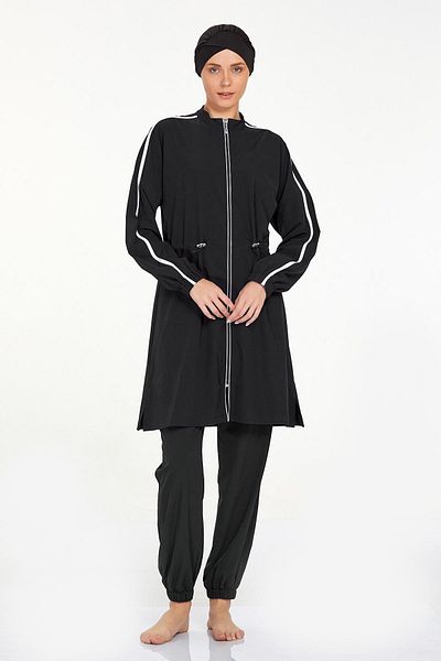 Adasea 4581-24 Μαύρο Μαγιό Hijab - Lycra και Gilet