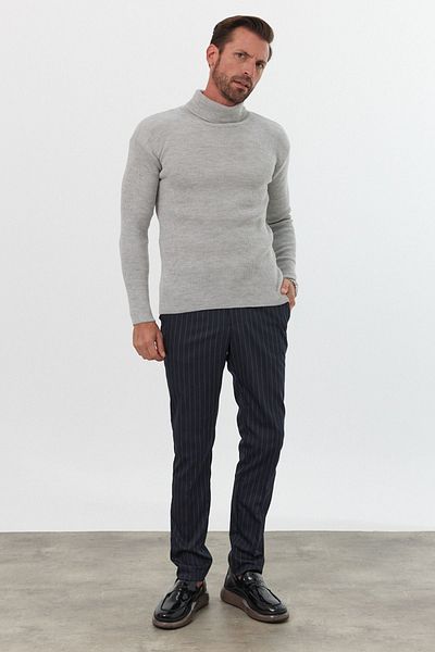 Livio Ferri Men's Turtleneck Slim Fit Ribbed Knitwear Sweater