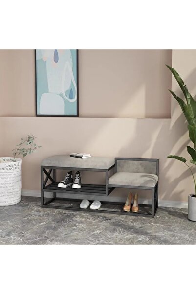 larissa design Metal Bench Ayakkabılık Siyah