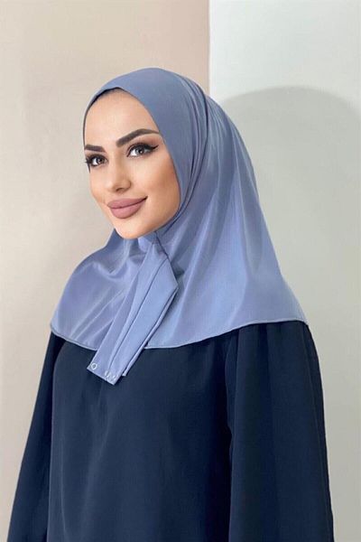 Organic Scarfs Hijabchi Γυναικεία Hijabchi Γκρι κούμπωμα γιακάς Hijap Bone Μοντέλο Κασκόλ