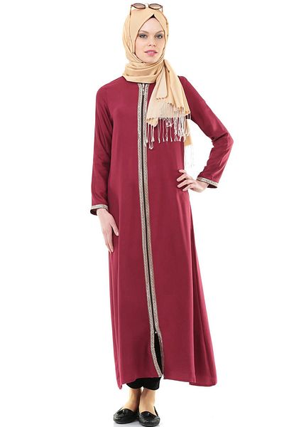 İhvan 5009-3 Claret Red γυναικείο φόρεμα με φερμουάρ