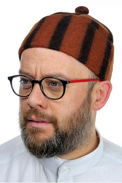 ihvanonline Felt Wool Skullcap - Striped Brick Color