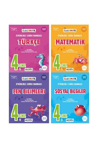 Okyanus Yayınları 2023 4.sınıf Classmate Etkileşimli Soru Bankası Seti (4 Kit...