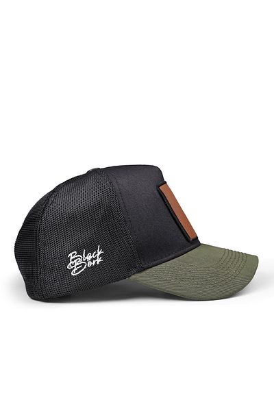 BlackBörk V1 Wake Up Logo Χακί-μαύρο καπέλο Trucker