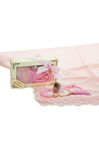 ihvan online Special Boxed Gift Shawl Zikrmatik Prayer Beads Set for Teacher's Day Pink