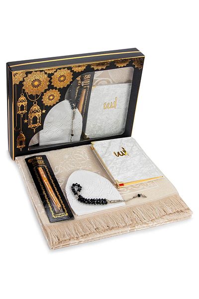 ihvanonline Set mărgele de rugăciune Yasin și set Miswak - Set covor de rugăciune cu zestre, pachet religios în cutie cadou