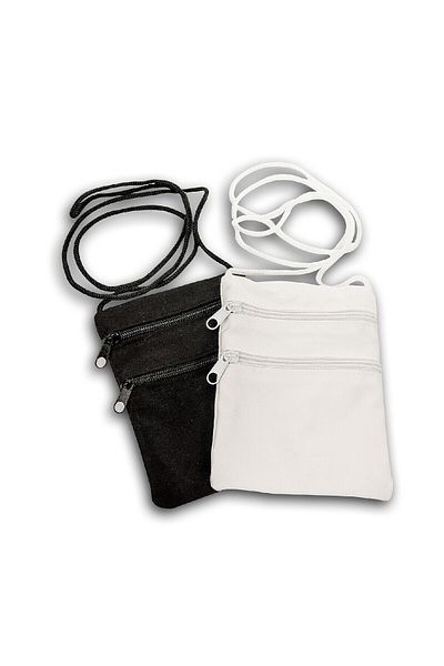 ihvanonline Money Bag with Neck Strap (Double Compartment) White Color