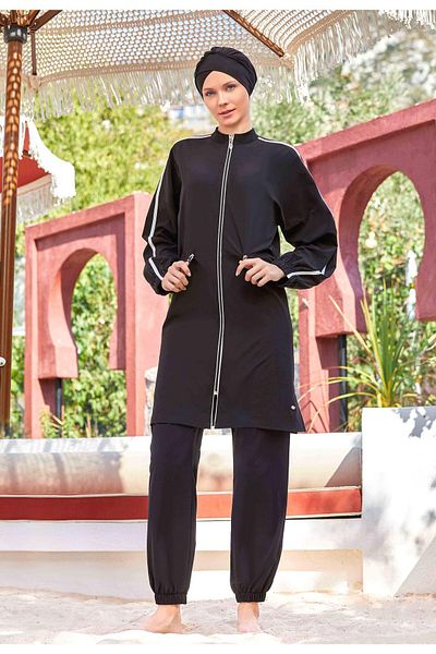 Adasea 4581-24 Μαύρο Μαγιό Hijab - Lycra και Gilet