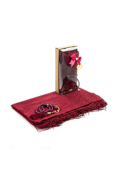 İhvan Red Mevlid Gift Set - With Prayer Beads and Shawl Cover