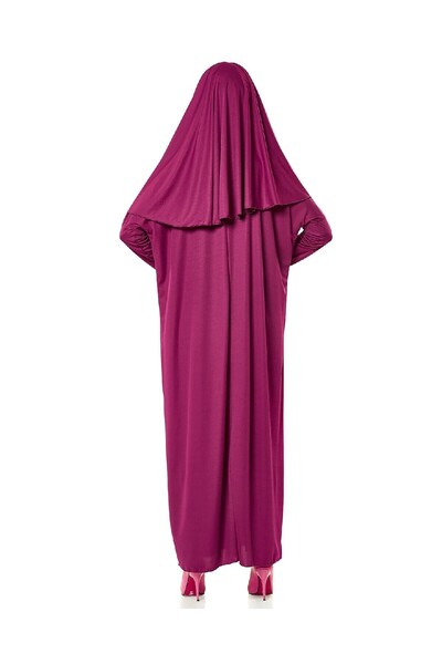 İhvan Fuchsia One Piece Prayer Dress - 5015 Prayer Rug and Zikirmatik Triple Set