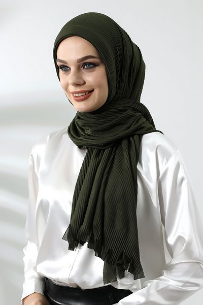 ihvanonline Khaki Hijab Ready Practical Corded Cotton Shawl