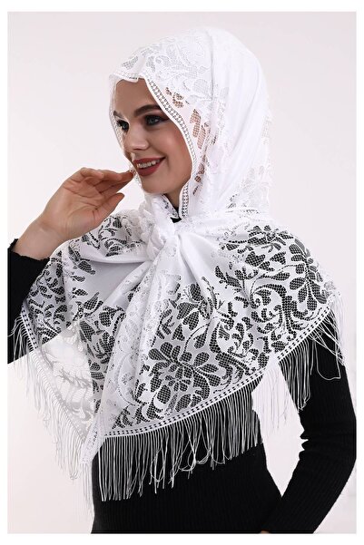 ihvan online Λευκό ντελικάτο σάλι από τούλι - 2 60x160