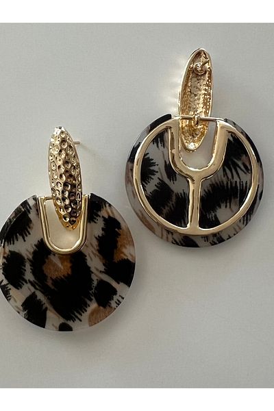 tones official High Quality Acrylic - Coffee Tone Leopard Pattern Earrings