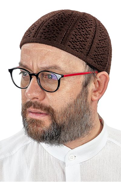 ihvanonline Orlon Πλεκτό Χειμερινό Μάλλινο Μπανιέ Κρανίο Μπακλαβά Μοτίβο Καφέ