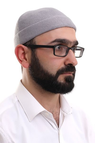 ihvanonline Light Gray Folded Plain Pattern Winter Orlon Skullcap Hat