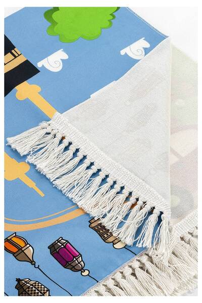 ihvan online Dijital Baskılı Çocuk Seccadesi - Kabeli Arabalı - 44 X 78 Cm