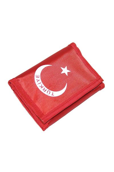 Forzacase Red Soldier Wallet - 4 Eyes with Internal Zipper, Velcro Closure, Türkiye Flag Pattern - Fc728