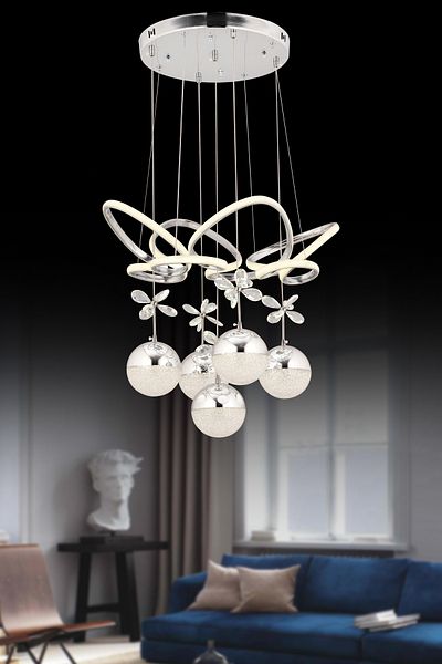 OSC HOME AYDINLATMA TASARIM Modern Led Chandelier - 5-Piece 3 Color Butterfly with Sound Control