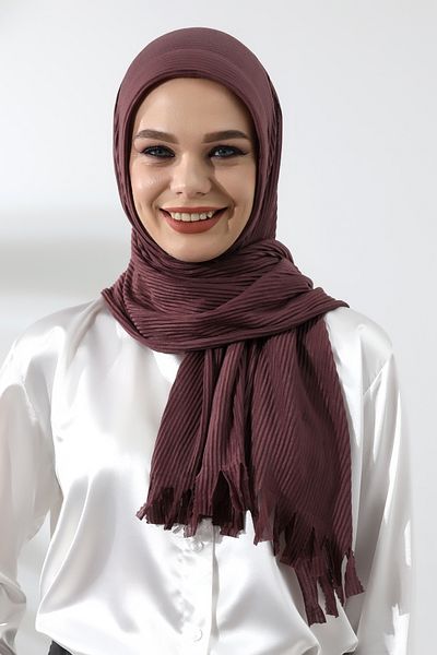 ihvanonline Plum Hijab Ready Practical Corded Cotton Shawl