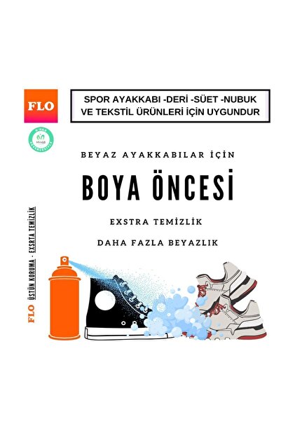 Flo Beyaz Ayakkabı Temizleme Köpüğü/Ayakkabı Temizleme/Temizlik Boyası/Beyaz Ayakkabı Temizleme