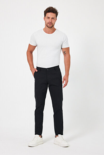 TheSeason Ανδρικό μαύρο βαμβακερό Gabardine Slim Fit Stretchy Chino παντελόνι