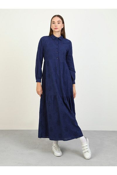 Benin Φόρεμα Hijab Antique Navy Blue Brode - Benin
