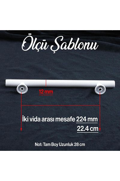 Badem10 Doruk (PREMIUM) Metal alb 224 mm - 22,4 cm Mobilier Bucătărie Sertar Dulap Mânere Mâner