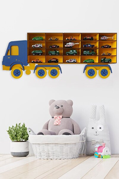 JB Bege Ahşap Dekoratif Çocuk-bebek Odası Oyuncak Kamyon Araba Rafı