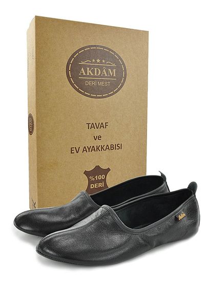 Akdam 100% kůže Hajj Umrah Tawaf a domácí boty černé