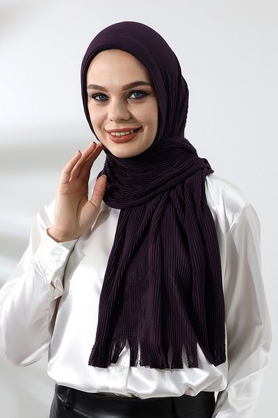 ihvanonline Dark Plum Hijab Ready Practical Corded Cotton Shawl