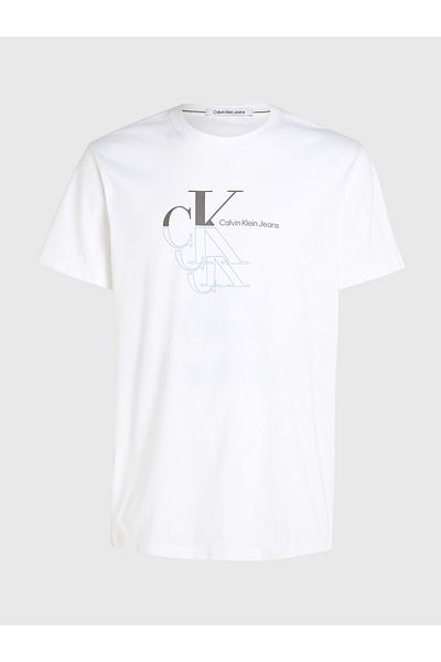 Calvin Klein Erkek Logolu Organik Pamuklu Bisiklet Yakalı Kısa Kollu Beyaz T-shirt J30j325352-yaf