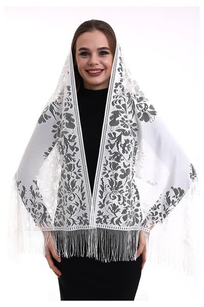 ihvan online Крем-кольоровий ніжний тюлевий шаль - 60x160