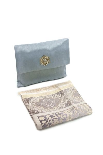 İhvan Taffeta Prayer Rug with Slub Pouch Gray