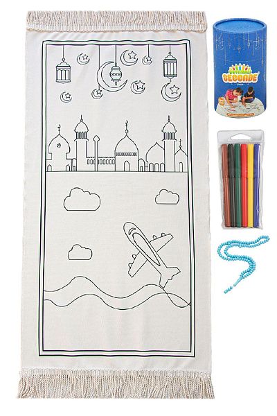 ihvanonline Painted Washable Educational Religious Toy Children's Prayer Rug Set Blue