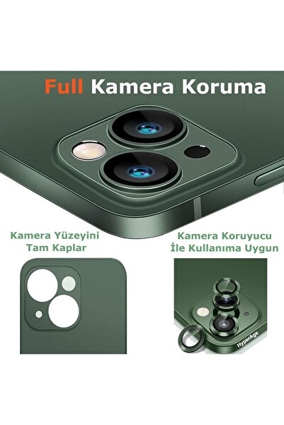 HyperAge Iphone 13 Kılıfı Ultra Ince Mat Yüzeyli Elden Kaymaz Kamera Korumalı Kapak Yarı Şeffaf Koyu Yeşil